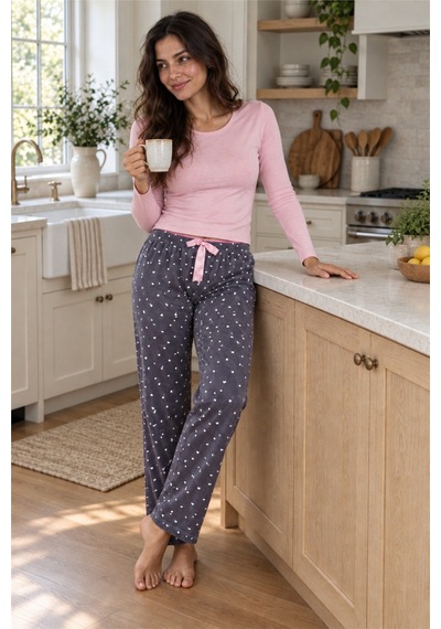 Mavera Mv04 Kadın Gri Uzun Pijama Altı Gri - 938665392 Gri - 938665392 Gri