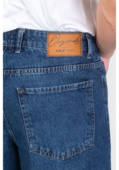 HLT Jeans Erkek Koyu Mavi Baggy Fit Rahat Kesim %100 Pamuk Denim Loose Jeans Kot Şort Arthur-Kymavi 001