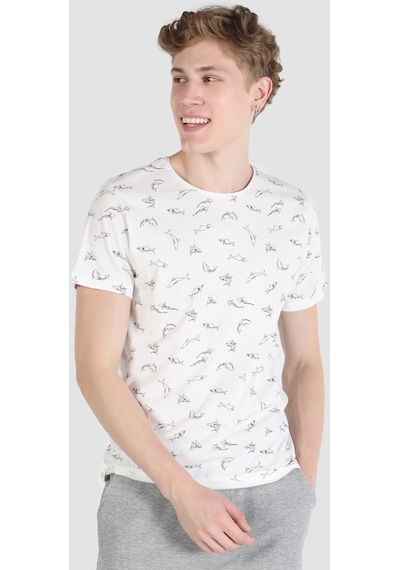 Colin's Colins Regular Fit Bisiklet Yaka Baskılı Beyaz Erkek Kısa Kol Tişört Cl1064349 Beyaz