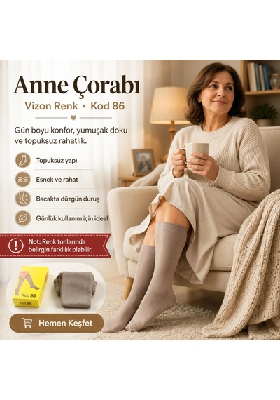 Çorap Giyim Kadın 40 Denye 6'lı İnce Anne Çorabı Dizaltı Topuksuz Esnek Günlük Kullanım Çorabı Ten Siyah Bronz Vizon