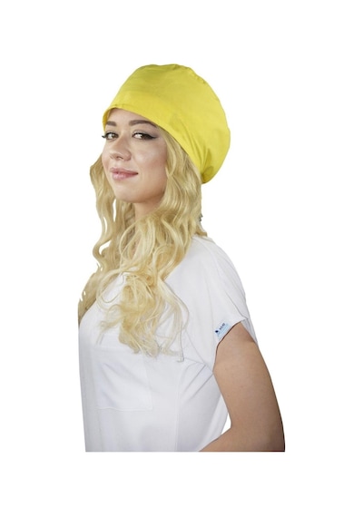 Unisex Düz Sarı Renk Hemşire Cerrahi Bone Doktor Ameliyat Saç Bonesi Sarı