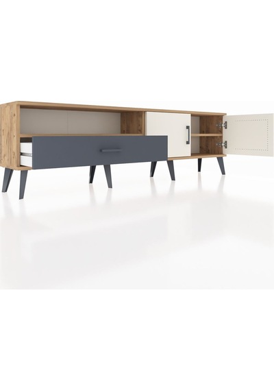 Arges Tv Ünitesi 2 Raflı Tek Çekmeceli 2 Kapaklı 176x30x51 Çam-aytaşı/antrasit Aytası/antrasıt Arges Tv Ünitesi 2 Raflı Tek Çekmeceli 2 Kapaklı 176x30x51 Çam-aytaşı/antrasit Aytası/antrasıt