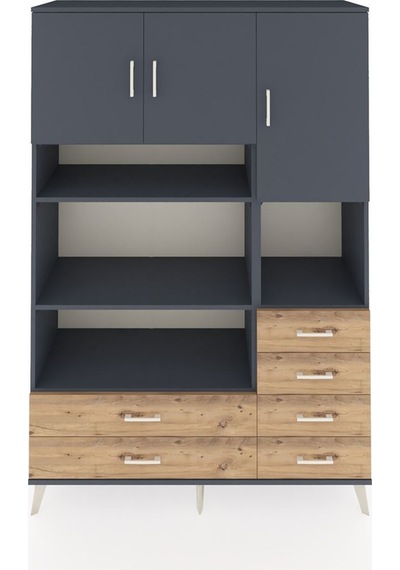 Hyperion Dolap 9 Raflı 6 Çekmeceli 3 Kapaklı 132x44x195 Antrasit-antrasit/çam Antrasıt/atlas Çam Hyperion Dolap 9 Raflı 6 Çekmeceli 3 Kapaklı 132x44x195 Antrasit-antrasit/çam Antrasıt/atlas Çam