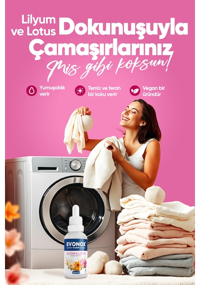Clean Çamaşır Yün Kurutma Topu Esansı Lilyum Lotus 30 Ml Tekli