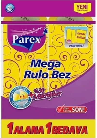Parex %30 Mikrofiber Mega Rulo Temizlik Bezi 2 Adet Sarı
