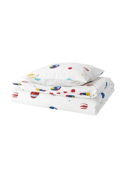 Ikea Aftonsparv Tek Kişilik Nevresim Takımı 150 X 200 Cm Beyaz - Sarı - Kırmızı Çok Renkli