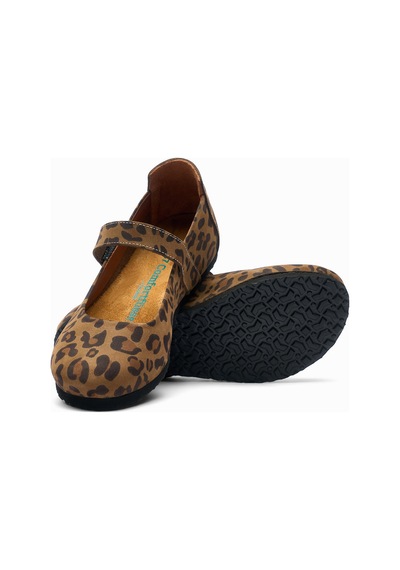 Comfortfusse Mila - Kadın Ortopedik Hakiki Deri Babet Ayakkabı Leopar Baskılı Deri
