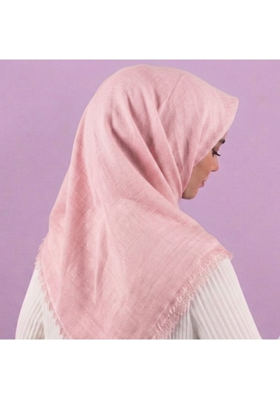 Özense Çift Flamlı Pamuklu Terletmeyen 4 Mevsim Kullanılabilir 100x100 Cm Açık Pembe Renkli Eşarp
