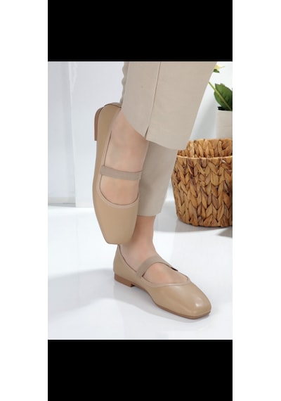 Meyoushoes Lastikli Babet Ayakkabı Bej 40