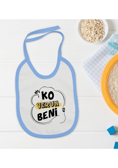 BK Kids Ko Verun Beni Tasarımlı Mavi Bebek Mama Önlüğü-1