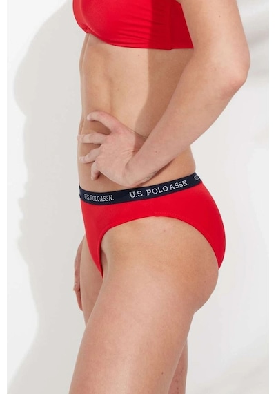 U.S. Polo Assn. Kadın Kırmızı Kalın Kenarlı Lastikli Bikini Alt Kırmızı