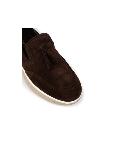 Deery Erkek Kahverengi Hakiki Süet Püsküllü Loafer - 02048mkhve02