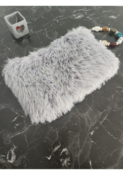 Fikriharika Design Gri Tüylü, Deri Astarlı, Kadın Portföy Çanta GRİ