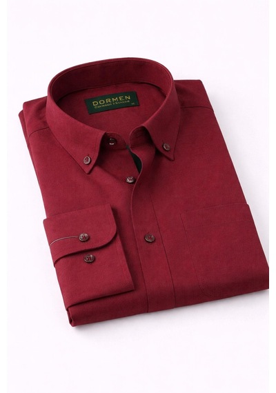Dormen Uzun Kol Klasik Erkek Regular Fit Gömlek 7607 Bordo