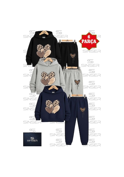 Ss Sinser Çocuk 3lu Takım "kallpler Leopar Desenlı" 3lu Kapşolu Eşofman Takımı Çok Renkli