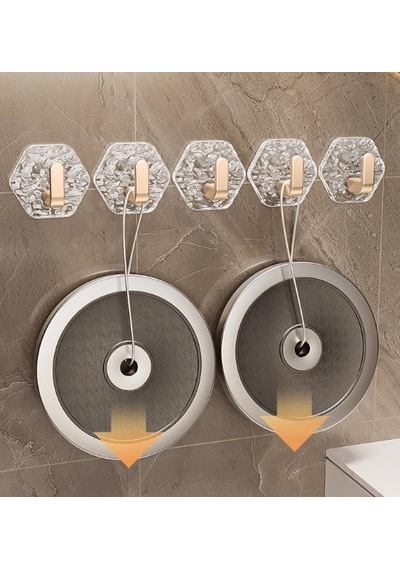 Lüks 5 Li Duvar Askısı Banyo Mutfak İçin Havlu Askılık 5690 Açık Ahşap