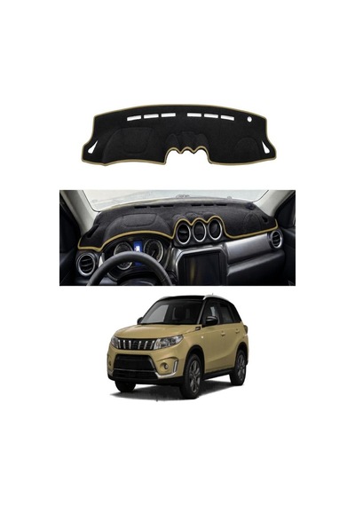 Suzuki - Grand Vitara 2015+ Uyumlu Torpido Koruma Kılıfı - Taba Şeritli