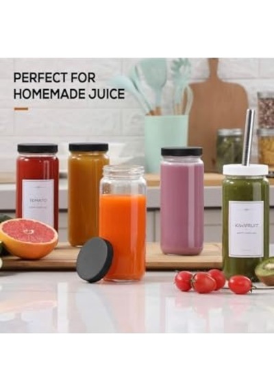 Ayrex 1 Adet 480ml Pipet Ve 2 Kapaklı Cam Bardak, Hava Geçirmez Kapak, Meyve Suyu, Boba, Smoothie,şeffaf Diğer