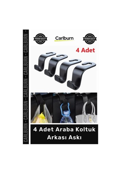Araç İçi Düzen Güvenlik Çanta Poşet Askısı Dayanıklı Pratik Montaj 4 Adet Araba Koltuk Arkası Askı