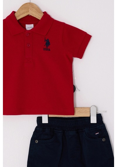 U.S. Polo Assn. Erkek Bebek Pike T-shırt 2li Takım - Kırmızı Kırmızı