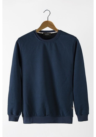 Terapi Men Erkek Lacivert Bisiklet Yaka Basic Düz Sweatshirt Lacivert