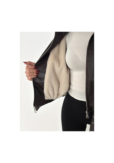 Karabulut İçi Peluş Detaylı Kemerli Deri Ceket Kahverengi233434223 Kahverengi233434223 Karabulut İçi Peluş Detaylı Kemerli Deri Ceket Kahverengi233434223 Kahverengi233434223