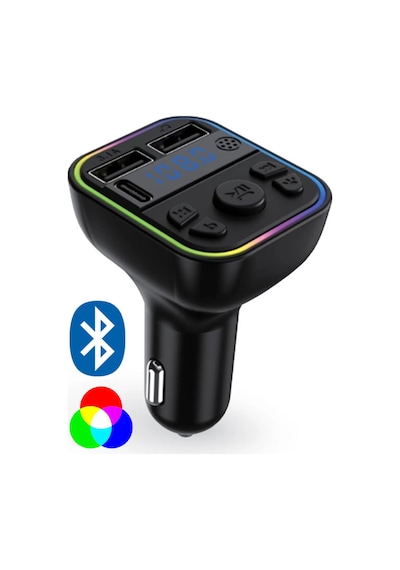 Rgb Bluetooth Araç Kiti Transmitter Usb Type-c Mp3 Sd Kart Flash Hızlı Çakmaklık Şarjı