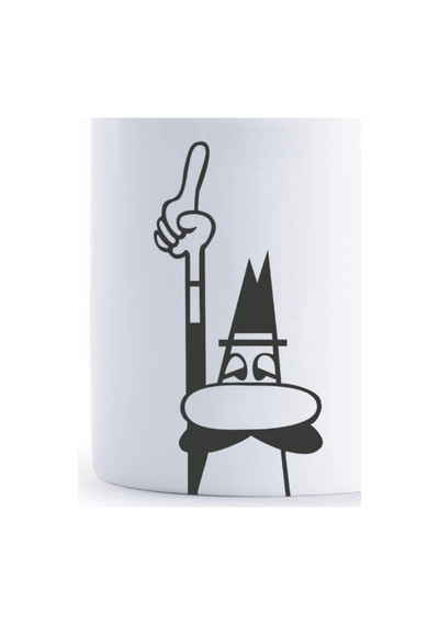 Kupa - Mug - 250ml - İkonik Bıyıklı Adam Desenli - Porselen Beyaz - Çok Renkli