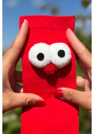 Lousocks Unisex Kırmızı Pörtlek Gözlü Eğlenceli Soket Çorap