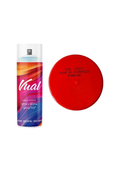 Permolit Vual Akrilik Sprey Boya Trafik Kırmızı Parlak 400 Ml - Ral3020 Kırmızı