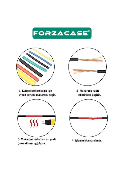 Forzacase Isı İle Daralana Kablo Koruyucu Makaron Seti 164 Parça - Fc1218