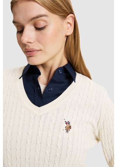 U.S. Polo Assn. Kadın Beyaz Basic Kazak 50327575-vr265 Fıldısı