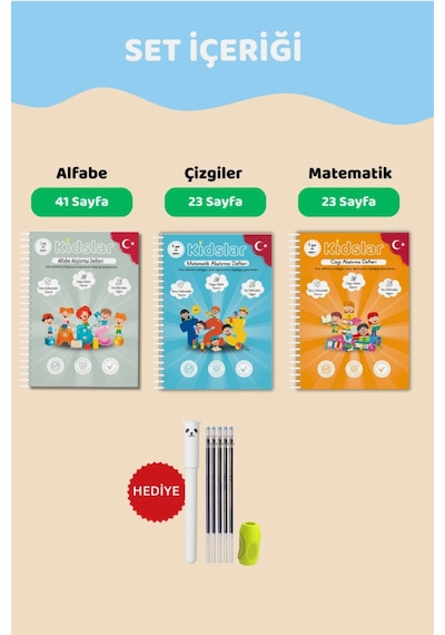 Kidslar Magic Learn - Kabartmalı Sihirli Yazı Kitap Seti