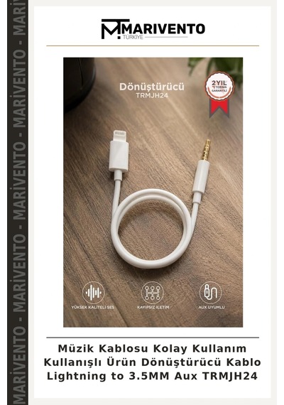 Müzik Kablosu Kolay Kullanım Kullanışlı Ürün Dönüştürücü Kablo Lightning To 3.5mm Aux Trmjh24