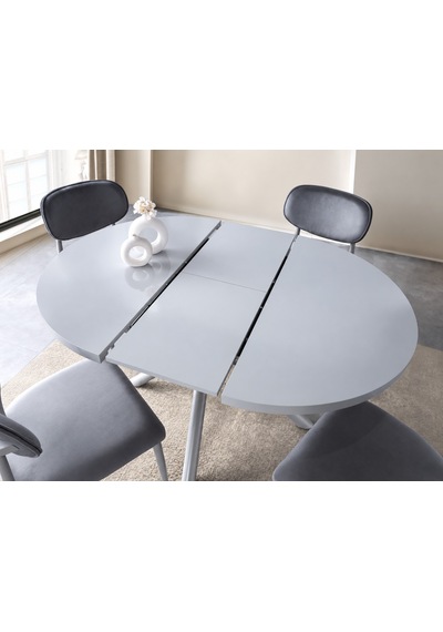 Truva Polo Yuvarlak Açılır Mdf Mutfak Masa Sandalye Takımı 104cm Gri