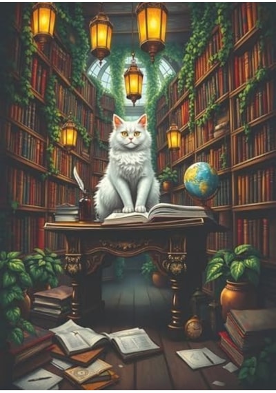 Nova Puzzle 1000 Parça Kütüphane Görevlisi Bilge Kedi Yapboz - 41209
