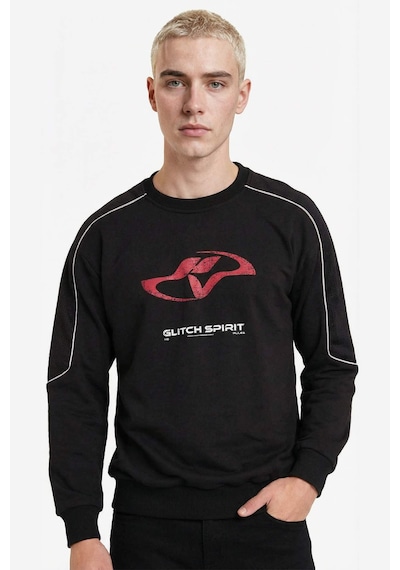 Defacto Boxy Fit Bisiklet Yaka Baskılı Sweatshirt F8660ax26spbk81 Siyah-bk81