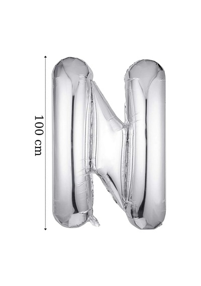 Folyo Balon N Harfi Helyum Balon 100 Cm Gümüş Renk - N Harf Balon - Harf Folyo Silver Balon Çok Renkli