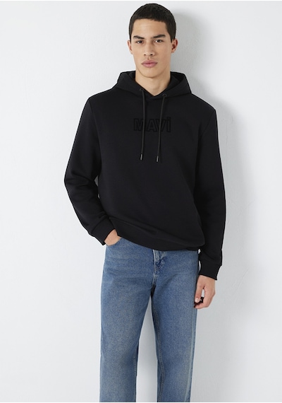 Mavi - Mavi Baskılı Kapüşonlu Siyah Sweatshirt 0s10549-900 Siyah
