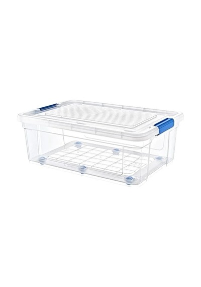 Şeffaf Tekerlekli Saklama Kabı, 60 L, 47,5x69,5x27,5 Cm Açık Bej