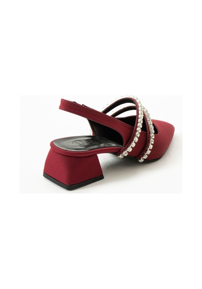 Duxal Shoes Kadın Taşlı Şık Babet-topuklu Ayakkabı-linda Bordo