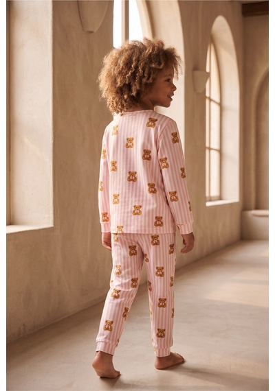 Katia&bony Kız Çocuk Teddy Desenli Pijama Takımı Pembe Desenli