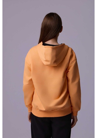 Defys Defy S Kadın Oversize Kapüşonlu Fermuarlı Cepli Sweatshirt Oranj - 527346818 Oranj