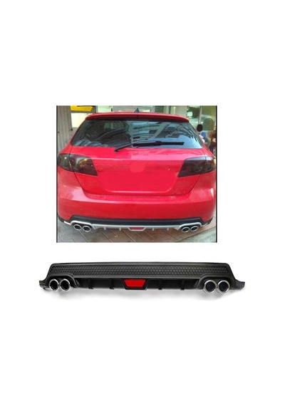Chevrolet Lacetti Uyumlu Body Kit Difüzör 4 Çıkış Yuvarlak Siyah Model 2