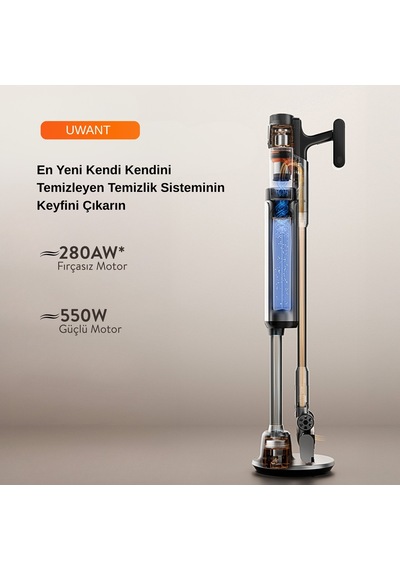 Uwant V600 600 W Motor Gücüne Sahip Otomatik Gri Dikey Süpürge