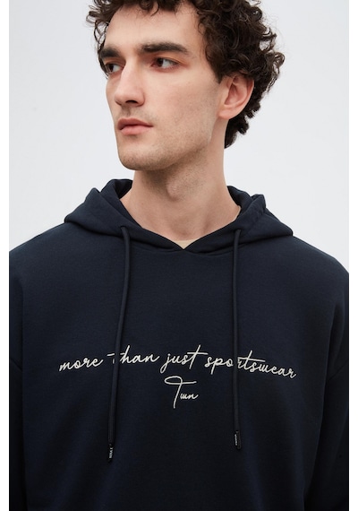 Twn Relaxed Fit Lacivert Nakışlı 3 İplik Kapüşonlu Sweatshirt 3ece24ort0493 101