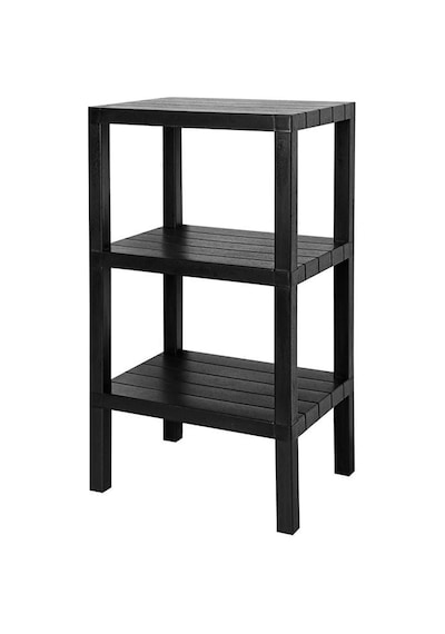 Deconox 3 Katlı Köşe Rafı Banyo, Mutfak Ve Kiler İçin Yer Tasarruflu Organizer Çok Amaçlı Plastik Raf 3 Farklı Renk Seçeneği 38x29x74cm Siyah Aahşap