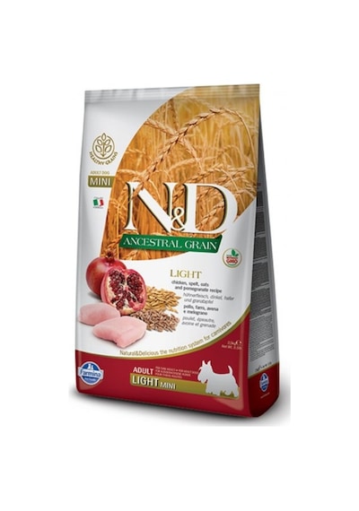 N&D Adult Light Mini Tavuklu ve Narlı Düşük Tahıllı Küçük Irk Yetişkin Köpek Maması 2500 G