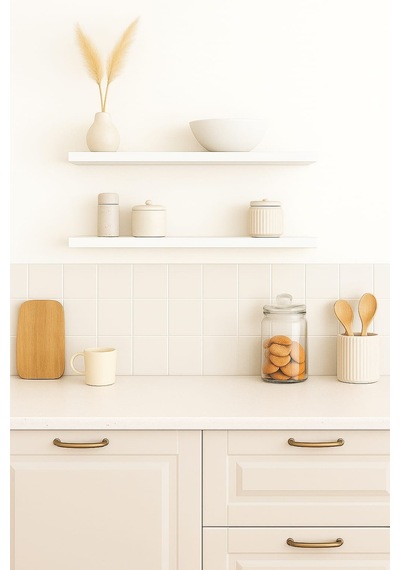 Yankı-BYEG 2li 40 cm Mat Beyaz Mdf Duvar Rafı Gizli Bağlantı Kitaplık