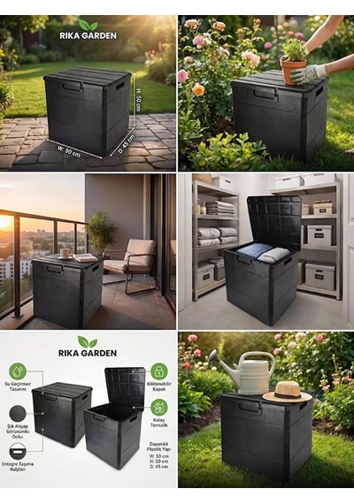 Rika Garden Ahşap Görünümlü Bahçe Depolama Sandığı Siyah